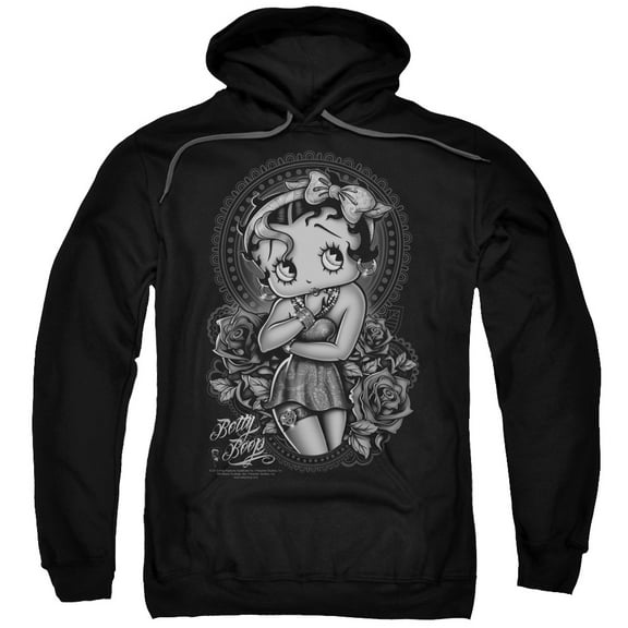 Betty Boop Men's Fashion Roses Hooded Sweatshirt Black
