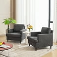 thumbnail image 1 of Sillón Individual de Lino Gris Oscuro - Estilo Moderno de Mediados de Siglo con Asiento Profundo, Respaldo Acolchado y Base de Madera Maciza - Para Sala, Estudio o Lectura, 1 of 8