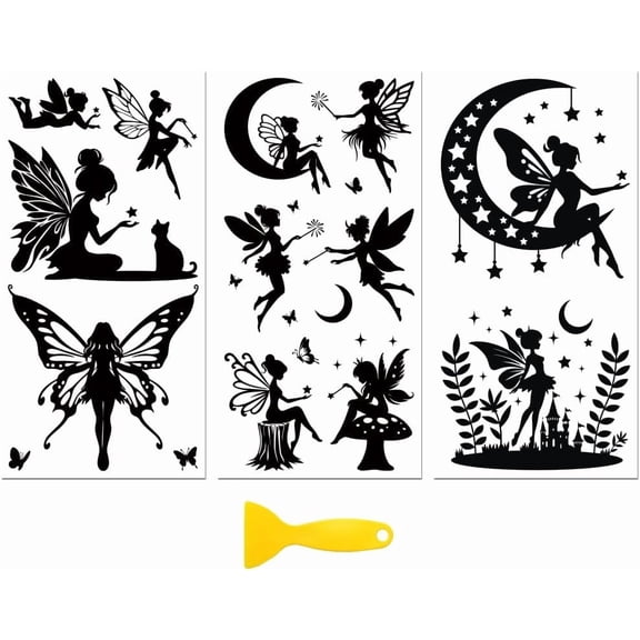 Rub on Transfer Decal Sticker for Furniture Craft Decor 6"x12" Fairy and Butterflies 3Pcs Waterproof UV DTF Transfer for Drawer Dresser Glass Porcelain Wood Plastic Window colorful DIY