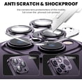 thumbnail image 2 of [2 in 1] for iPhone 14 Pro/iPhone 14 Pro Max Camera Lens Protector,Full Protective Metal Ring + HD Tempered Glass Camera Screen Protector Cover Film Accessories, Deep Purple, 2 of 5
