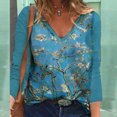 thumbnail image 2 of PVCS Hauts pour Femmes Col en V Imprimé Manches Longues Blouse Décontractée Ample T-shirt, 2 of 5