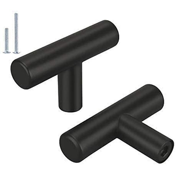 Goldenwarm 25 Pack Black Kitchen Knobs Stainless Steel Single