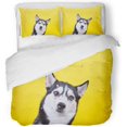 thumbnail image 1 of Juego de Ropa de Cama de 3 Piezas ABPHQTO Divertido Perro Siberian Husky Amarillo Twin Size, 1 of 1