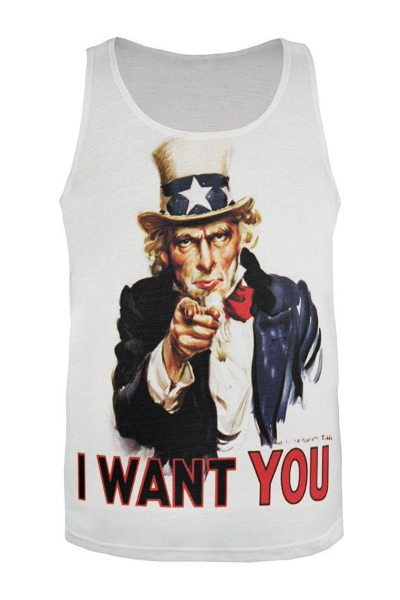 Uncle Sam Wants You All Over Adult Tank Top - X-Large