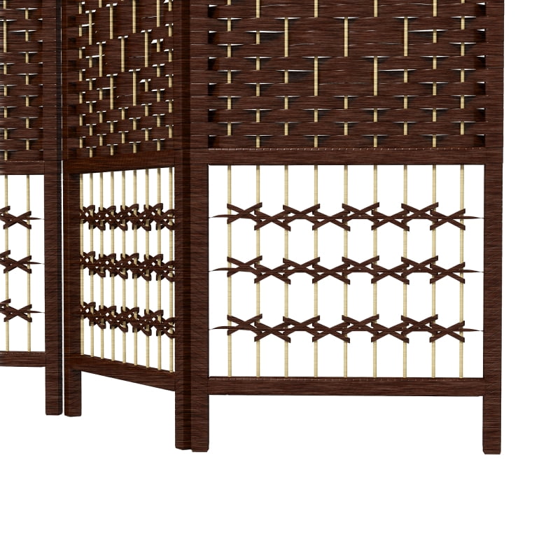 Alvantor 4-Panel Folding Privacy Screen, Freestanding Room Divider with Hand-Woven Paper Rope Design 63"x67" Brown