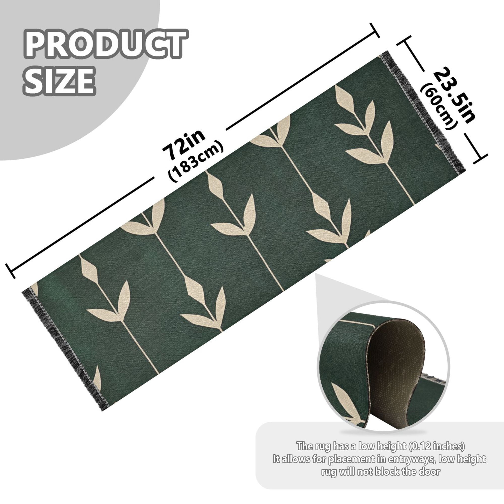 Yayeee Runner Rug for Bedroom 2'x6' Machine Washable Hallway Non Slip Mat, Green Plants