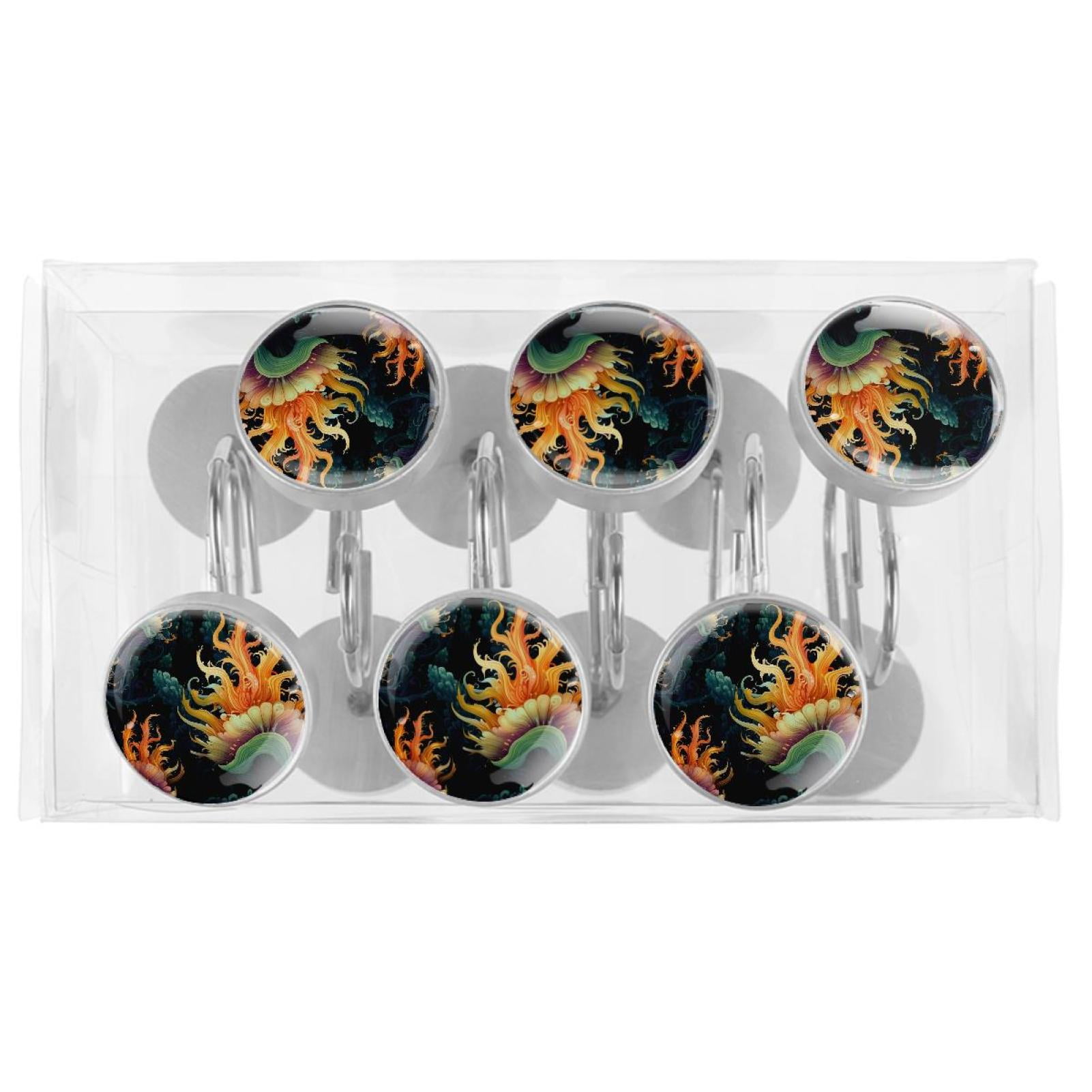 HemaKayy 12 Pcs Decorative Shower Curtain Hooks - Stainless Steel Rings for Bathroom Décor - Easy Glide & Secure Hold - Perfect Decoration for Bathroom Shower Rods - Ocean Sea Slug