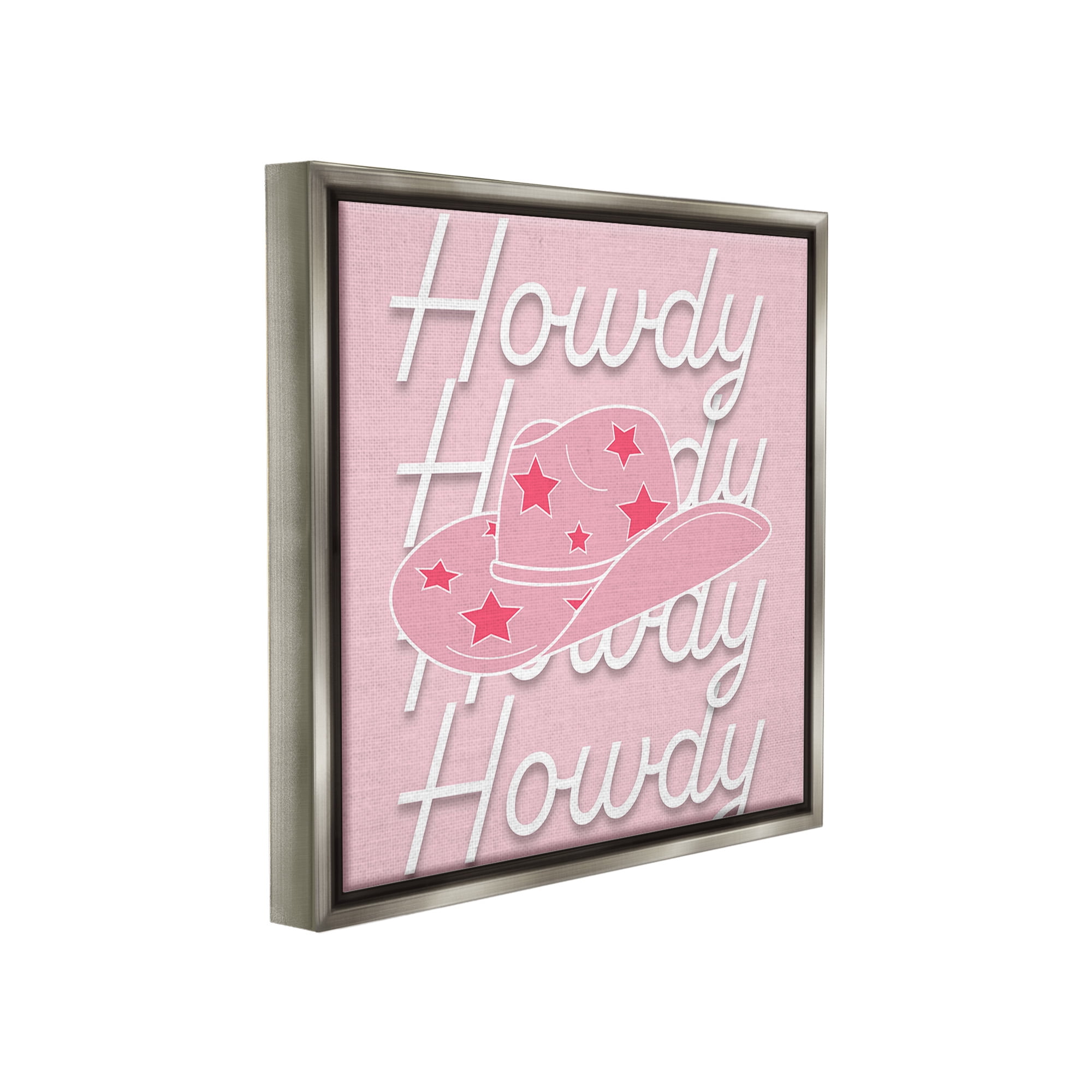 Stupell Industries Soft Pink Howdy Pattern Beauty & Fashion Painting Gray Floater Framed Canvas Art Print Wall Art, 25 x 25