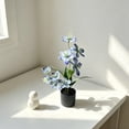 thumbnail image 4 of Artificial Potted Plants Faux Floral Arrangement In White Pot Decorative Fake Desk Plants For Home Office Centerpiece Model Blue, 4 of 7