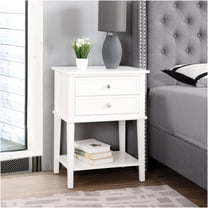 JERFIT Modern Nightstand with Shelf, White Bedside Table, Particle Board Small End Table for Bedroom, Compact 22 inch Wide
