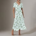 thumbnail image 2 of VEKDONE Robe Imprimée de Mode pour Femme Aguichant à Col Rond à Manches Courtes Robes Robe Maxi Décontractée Confortable pour Toutes les Occasions Vert P, 2 of 7