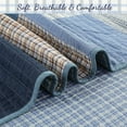 thumbnail image 5 of Cozy Line Home Fashions Blue Jean Plaid Stripe Tartan Patchwork Cotton Twin Reversible Quilt Bedding Set, 5 of 6