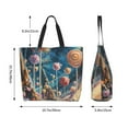 thumbnail image 5 of Bingfone Canvas Tote Bag for Women with Inner Pocket Aesthetic Cute Shopping Tote Bags Reusable Grocery Bags- Starry Sky Planet Lollipop, 5 of 8