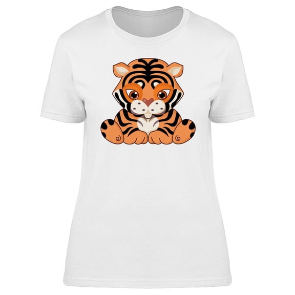 Lovely Tiger Cartoon T-Shirt Women -Image by Shutterstock, Female Small