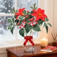 thumbnail image 4 of Ramo de flores artificiales de plástico, decoraciones navideñas, ramo de flores artificiales de piñas navideñas, ramo de flores rojas grandes con asa, agujas de pino artificiales, arreglos florales de, 4 of 6