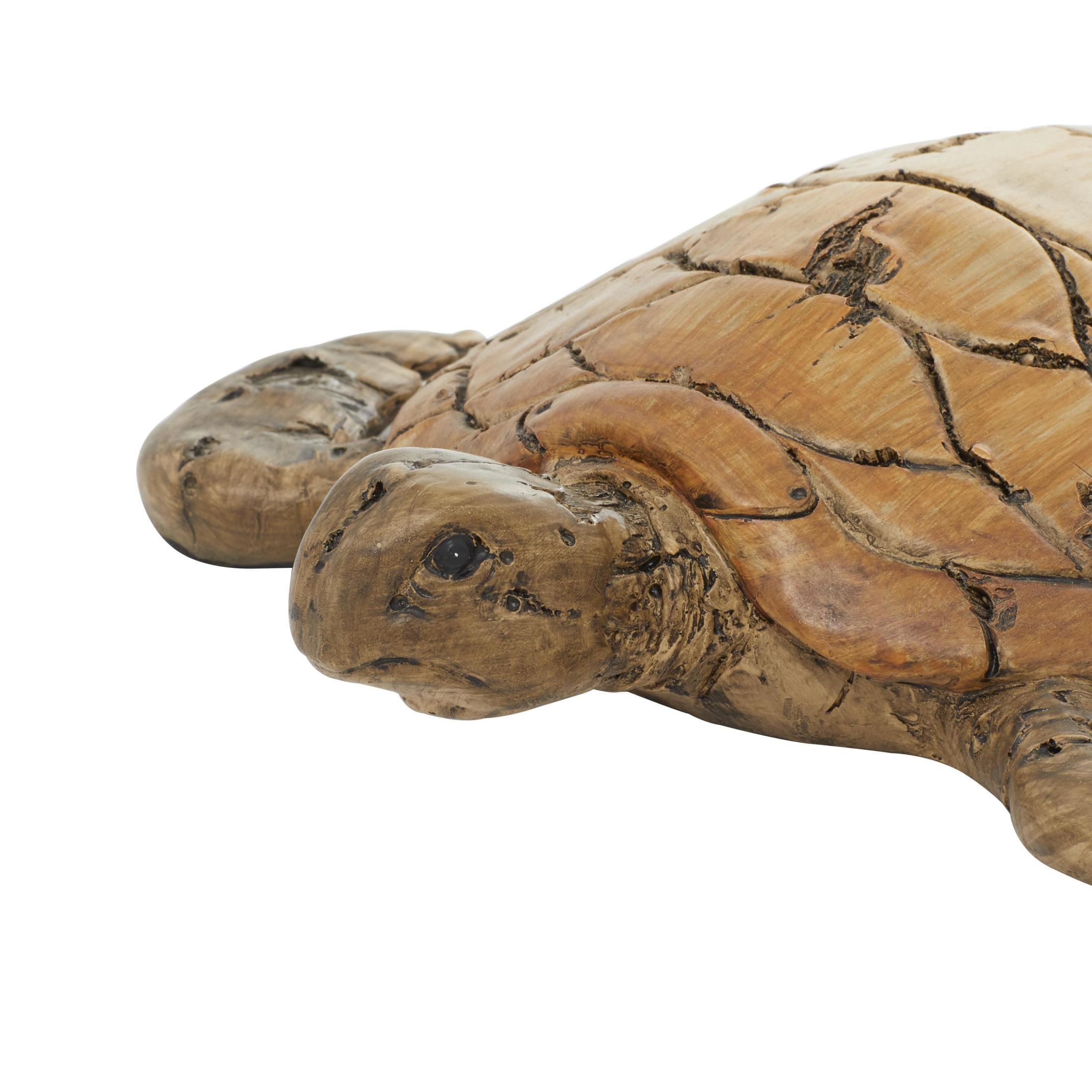 11" x 3" Brown Polystone Turtle Sculpture, by DecMode