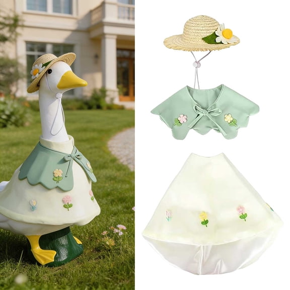 Tuvgenk Porch Goose Outfits 23" Spring Porch Goose Clothes Set 3 Pcs Cloth Outdoor Decor for Yard with Hat