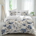 thumbnail image 2 of Blue Gray Spring Floral Duvet Cover Set, Vintage Botanical Soft Duvet Cover Twin Size Bedding Set 4 Pieces, 1 Quiltcover and 2 Pillowcases with Zipper, 1 Bed Sheet for All Seasons, 2 of 9