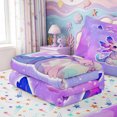 thumbnail image 5 of Manfei Ocean-Themed Axolotl Zipper Twin Comforter Sets with Fitted Sheet and 2 Pillowcases,Cartoon Animals Print Zipper Bedding Set,Colorful Stars Reversible,4 Pieces, 5 of 7