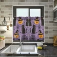 thumbnail image 4 of Yayeee Kitchen Curtains Tier Pair Light Filtering 27"x36" Rod Pocket Short Cafe Window Panel, Purple Halloween Black Cat, 4 of 7