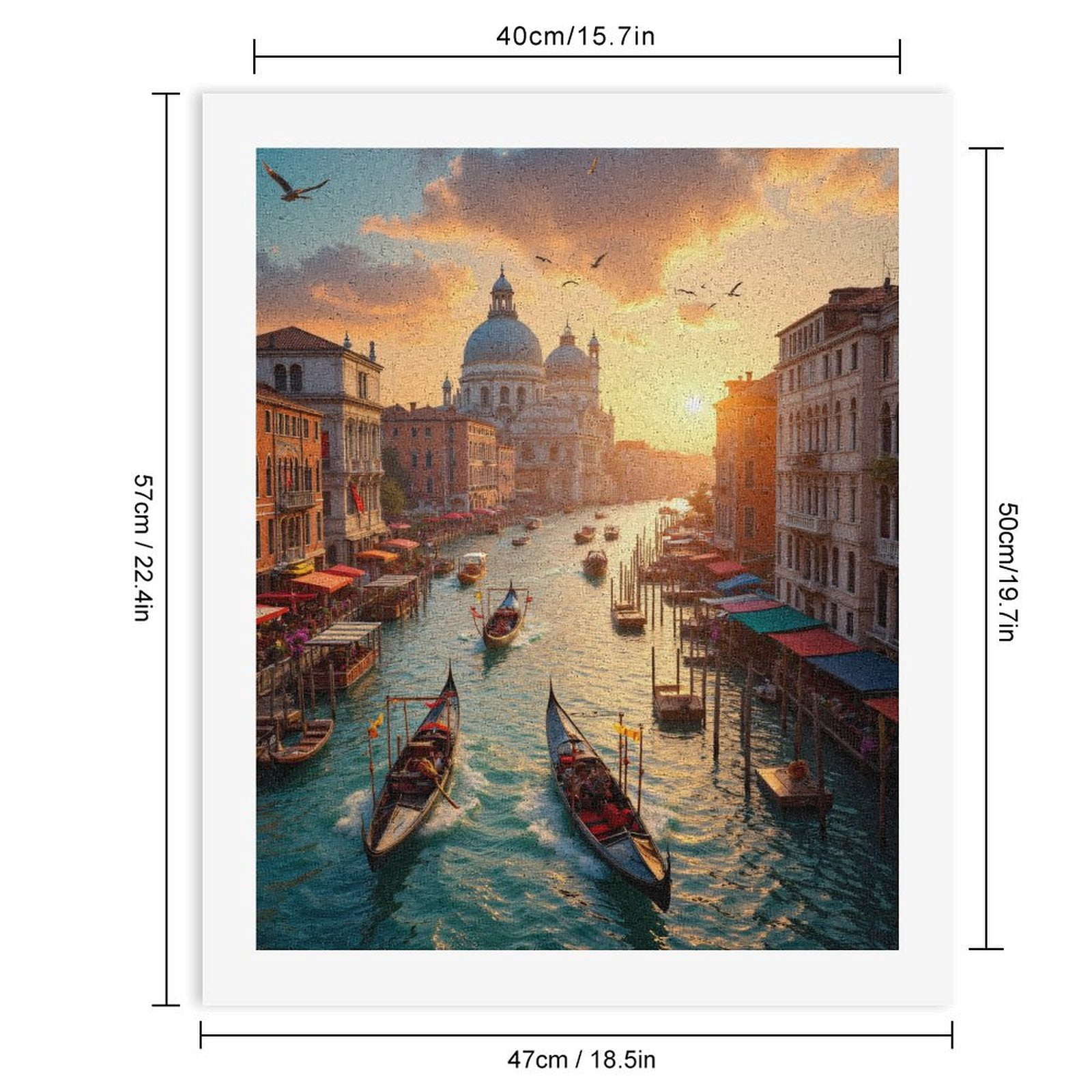 Paint By Numbers Kit for Adults Beginner - DIY Venice Sunrise Gondolas Canal Scene Canvas Painting Kits for Adults, Frameless Paint By Number for Adults for Home Wall Decor 16x20 Inch