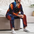 thumbnail image 7 of Naloa Red And Blue Abstract Men’s Pajamas Set - Long Sleeve Button Down Sleep Shirt and Pajama Bottoms Sleepwear Set-Medium, 7 of 7