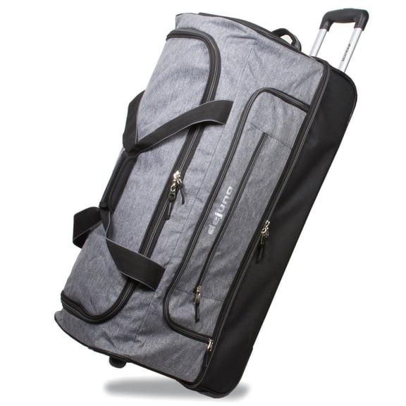 Dejuno 32-Inch Lightweight Denim Drop Bottom Rolling Duffel Bag - Grey