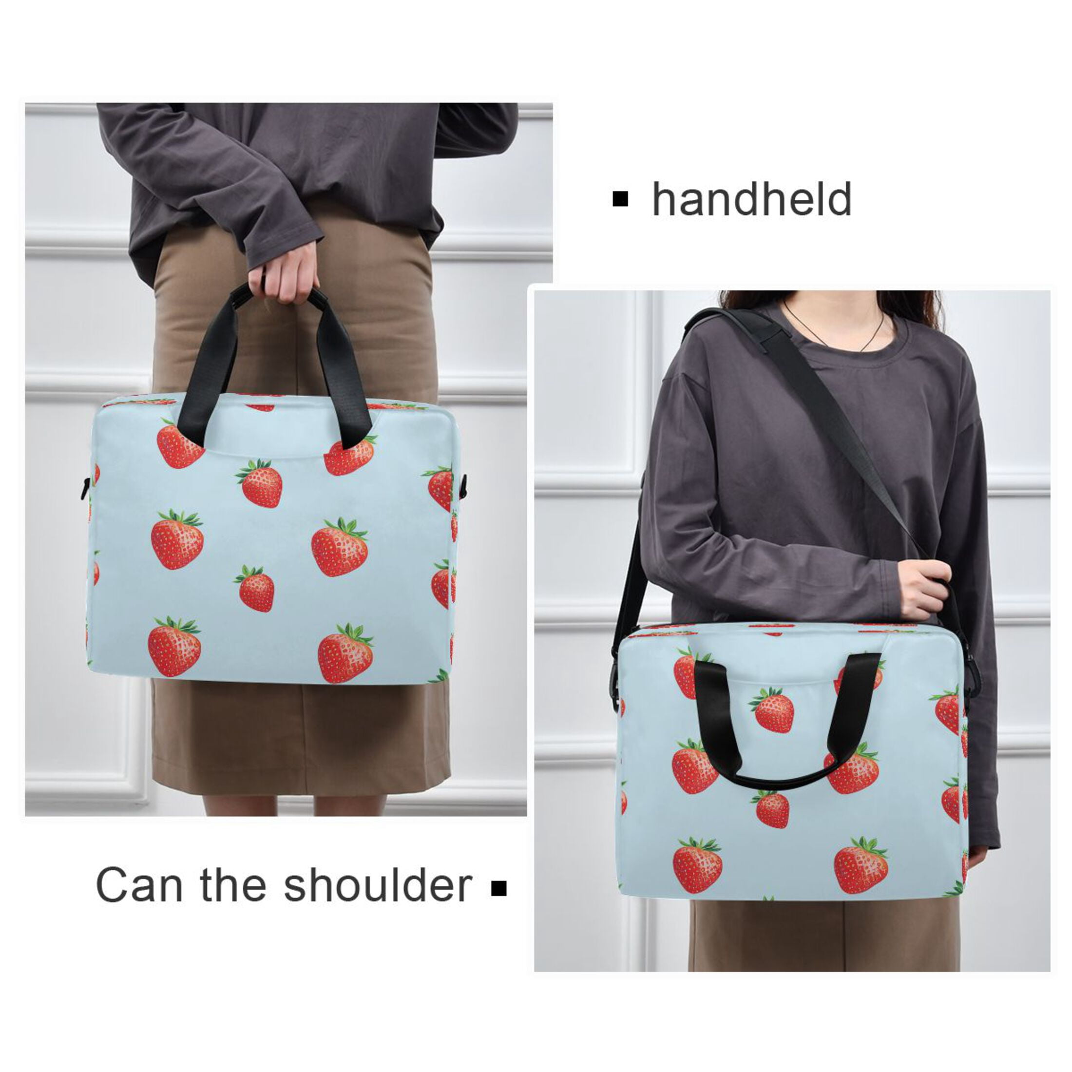 16" Laptop Tote Bag Laptop Sleeve Case Computer Briefcase for Work & Travel Strawberry