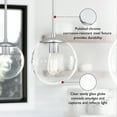 thumbnail image 4 of Matte Black Modern Dimmable Pendant Light with Clear Seedy Glass Globe Shade, Adjustable Height, Kitchen Islands and Bars, 4 of 9