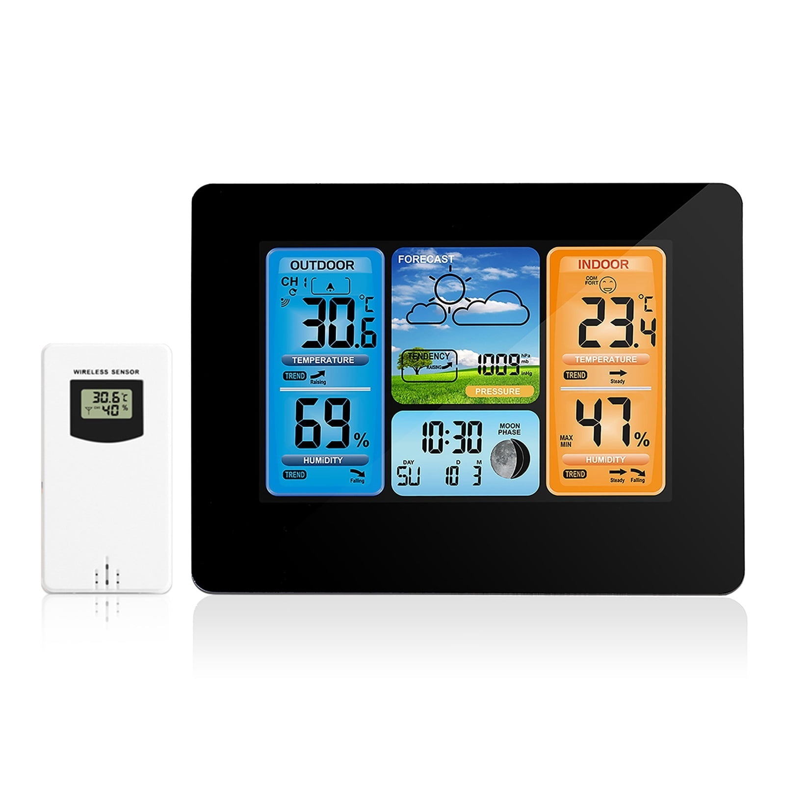 Indoor Outdoor Thermometer Wireless Weather Station Precision Temperature Humidity Meter ,Real-Time