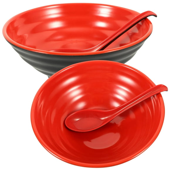 PTOOTP Japanese Ramen Bowl Set, Red Decorative Soup Bowls for Home and Restaurant Use, and Stylish Tableware