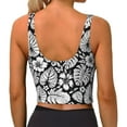 thumbnail image 4 of Goofa Tropical Leaves Printed Sports Bras for Women, High Impact Running Bra Workout Crop Tank Tops Longline Sports Bra Push up-XX-Large, 4 of 9