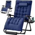 thumbnail image 3 of Homall Oversized Zero Gravity Chair with Removable Thick Cushion, Lawn Patio Reclining Chair Upgraded Alloy Lock and Cup Holder, for Indoor Outdoor, Bule, 3 of 7