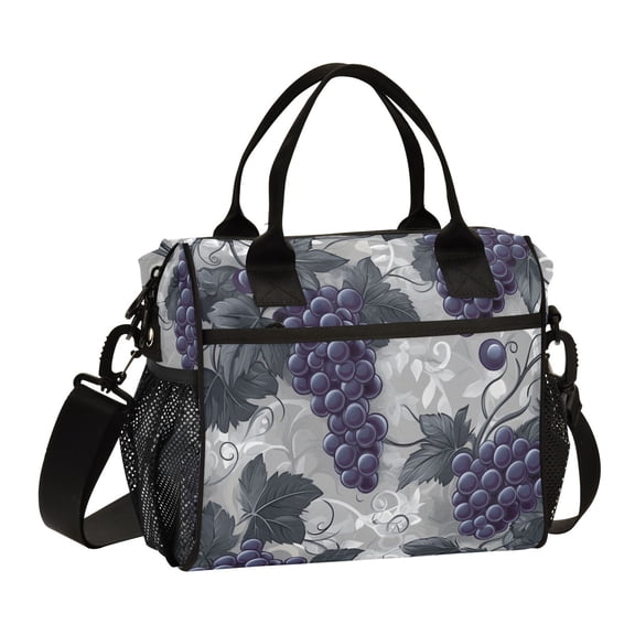 Ckdifva Grapes and Leaves Cooler Bag Cooler Cooling Tote Lunch Bag Lunch Box Front Pocket with Shoulder Strap