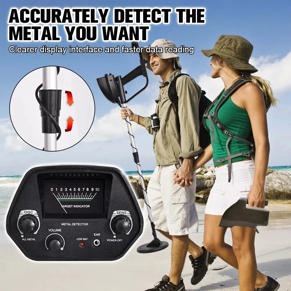 Professional Deep Ground Metal Detector,Waterproof Underwater & Beach Gold Seeker with Foldable Shovel, High-Sensitivity LCD with DISC Mode