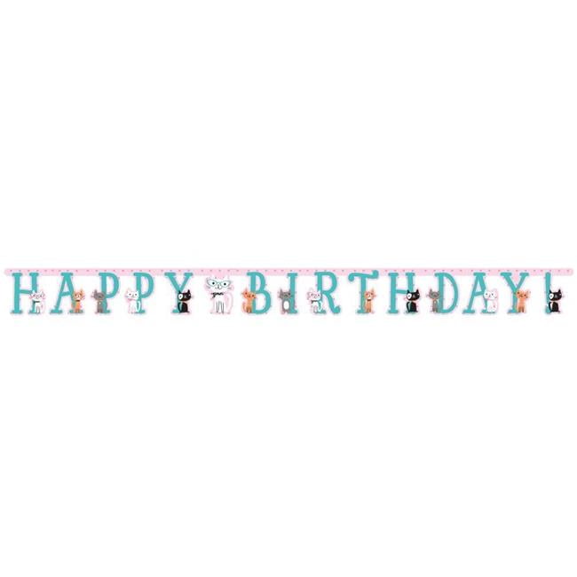Purr-Fect Kitty Cat Party Happy Birthday Banner - 1 per pack - Party Supplies