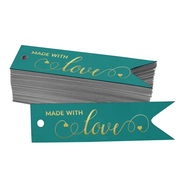Inkdotpot Made With Love Text Bottle Tag Real Gold Foil Favor Hang Tags Pack Of 50