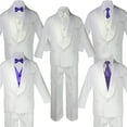 thumbnail image 1 of Baby Teen White Satin Shawl Lapel Suits Tuxedo PURPLE Satin Bow Necktie Vest, 1 of 5