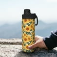 thumbnail image 7 of Lsque Green Leaf Sunflower Pattern Water Bottle,18oz Sports Insulated Kettle for Cycling Gym Basketball Outdoor, Suitable as a Present, 7 of 7