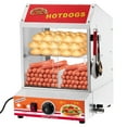 thumbnail image 4 of Yeshouse vaporera eléctrica para perritos calientes de 2 niveles, 28,5 cuartos, acero inoxidable con puertas de vidrio y separador, ideal para calentar perritos y pan, uso comercial, 4 of 8