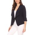 thumbnail image 4 of MOA COLLECTION Women's Solid Fitted Blazer 3/4 Sleeve Open Front Casual Design, 4 of 6