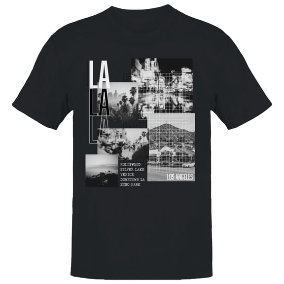 LA Los Angeles Cityscape Men's Black T-shirt