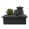 thumbnail image 2 of Tabletop Indoor Water Fountain with LED Lights and Natural Stones, USB or Battery Powered Zen Decor for Desk, Bedroom, Office and Relaxation, 2 of 6