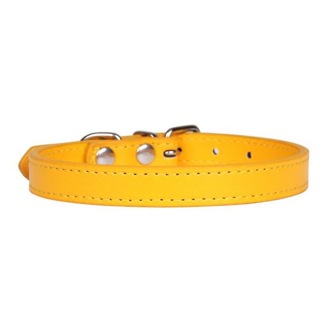 2pcs Pu Leather Solid Soft Colorful Pet Dog Collar For Small Medium Large Dogs Neck Strap Adjustable Safe Labrador Puppy Kitten Cats Collar_Jiuedso