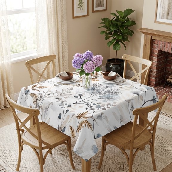 Farmhouse Leaves Square Tablecloth 60x60 Inch Pastoral Waterproof Polyester Table Cover, Washable Stain Resistant Tablecloth for Dining Table Kitchen Wedding