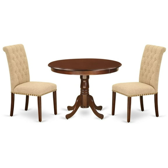 East West Furniture Hartland 3-piece Wood Dining Set in Mahogany/Light Fawn