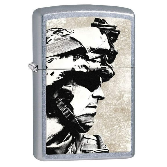 Zippo Lighter -Personalized Custom Message Engraved on Backside for U.S. Army USA Military Windproof Lighter (Soldier in Full Gear)