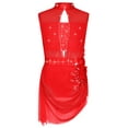 thumbnail image 3 of Alvivi Robe de Patinage Artistique pour Filles Enfants Robe de Danse Dos Nu Scintillant avec Ourlet en Strass Robe de Performance Rouge 12, 3 of 5