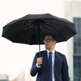 thumbnail image 3 of Hxlamzoo Parapluie Double Pliant Entièrement Automatique, Parapluie Résistant au Vent à 10 Baleines Renforcées, Style d'Affaires, Design Contrastant Intérieur et Extérieur, Double Parapluie pour le Soleil et la Pluie, 3 of 5