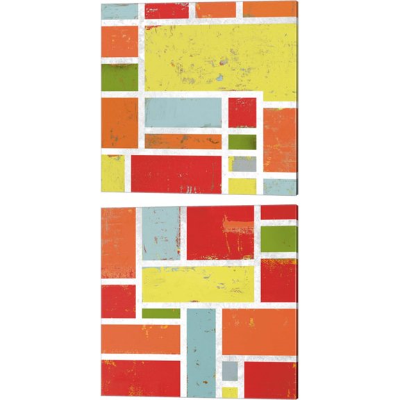 Great Art Now Bright Retro Lofts by Lanie Loreth 2 Piece Canvas Art Set Each 14"W x 14"H